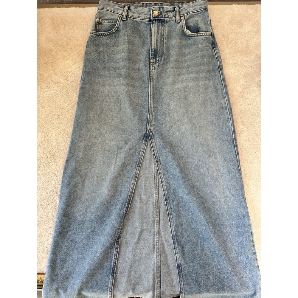 NWOT Anthropologie Pilcro Madi Front Slit Denim Maxi Skirt Light Wash 4